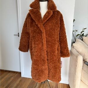 Cozy Faux Fur Teddy Coat - Rust